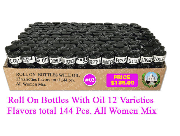 144 Pc Body Oil Roll On Trays (4 Varieties)